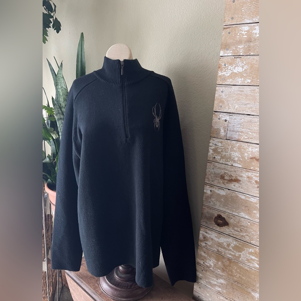 Spyder Sweater Mens 1/4 Zip Black Size Large